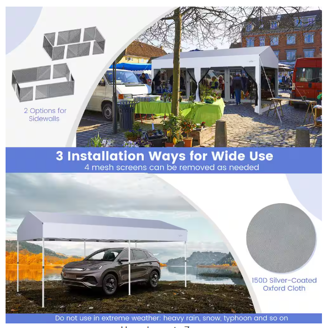 10 x 20 Feet Pop up Canopy Tent with Removable Sidewalls for Party-White