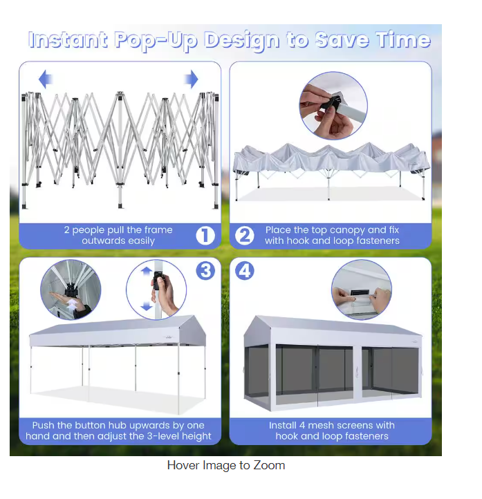 10 x 20 Feet Pop up Canopy Tent with Removable Sidewalls for Party-White