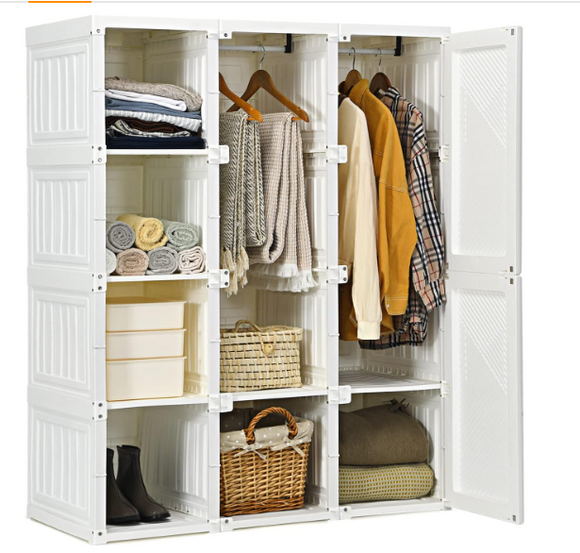 40.9” x 19.7” x 53.5”Foldable Plastic Closet with doors, assembled, special, small crack in back