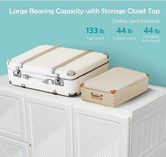 40.9” x 19.7” x 53.5”Foldable Plastic Closet with doors, assembled, special, small crack in back