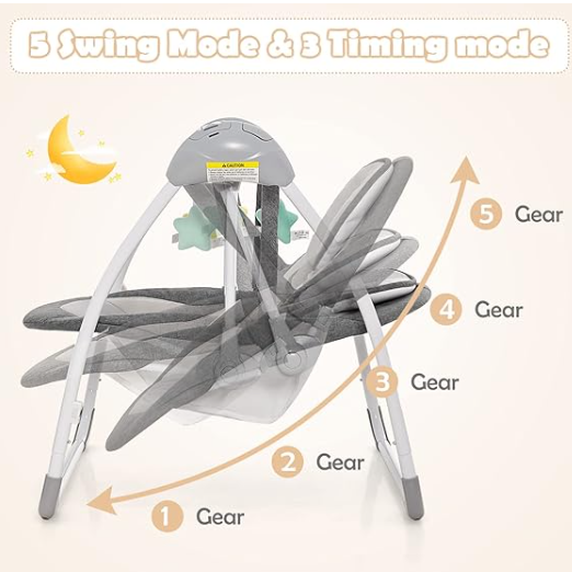 Baby Swing for Infants, with 5 Speed Natural Sway Music,Remote Control, clean customer return.