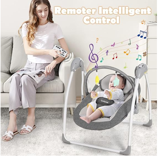 Baby Swing for Infants, with 5 Speed Natural Sway Music,Remote Control, clean customer return.