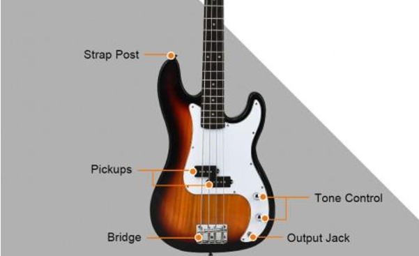 Electric Bass Pick Amp Cord Guitar With Bag Strap