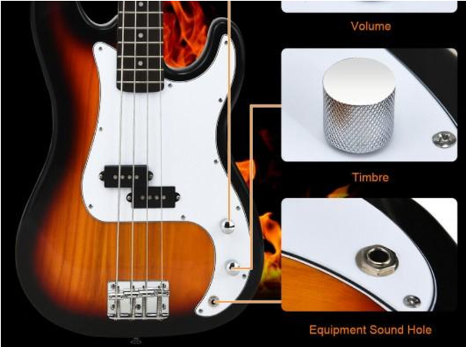 Electric Bass Pick Amp Cord Guitar With Bag Strap