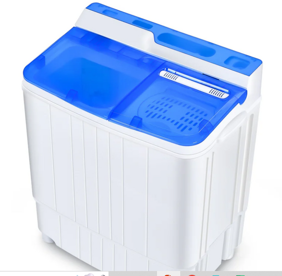 SPECIAL, 13Lbs Portable Compact Mini Twin Tub Washing Machine with Drain Pump Spinner-Blue