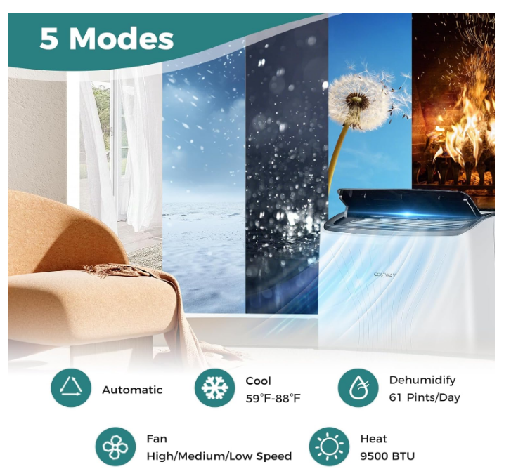 Portable Air Conditioner with heat pump, Smart Wifi, no box