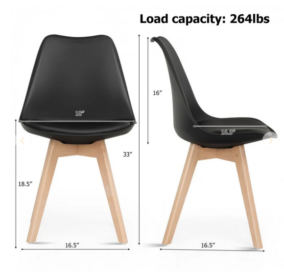 SPECIAL, Set of 2, Modern High Backrest Dining Chairs with Wooden Legs