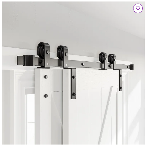60" Bypass Double Door Sliding Barn Door Hardware Kit (Not Include Door) - 1 Box