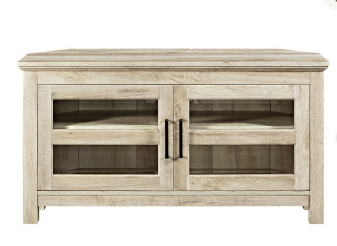 44" Corner Wood TV Console, White Oak - (Fully Assembled)