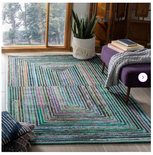 Geometric Handmade Tuffed Wool Tea/Green Area Rug - 6'x9'