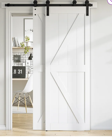 60" Bypass Double Door Sliding Barn Door Hardware Kit (Not Include Door) - 1 Box