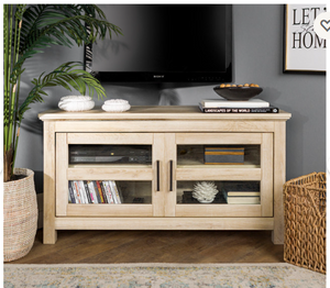 44" Corner Wood TV Console, White Oak - (Fully Assembled)