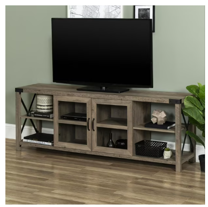 Modern Farmhouse Metal X TV Stand for TV's up to 78" - Grey Wash (Scratch and Dent) - Fully Assembled