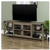 Modern Farmhouse Metal X TV Stand for TV's up to 78" - Grey Wash (Scratch and Dent) - Fully Assembled