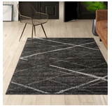 Amiia Abstract Accent Rug, Charcoal/Grey, 4'x6'