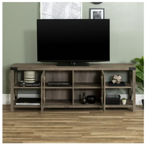 Modern Farmhouse Metal X TV Stand for TV's up to 78" - Grey Wash (Scratch and Dent) - Fully Assembled