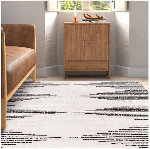 *SPECIAL* - Joanne Trellis Area Rug, Black/Ivory - Size 8'x10'