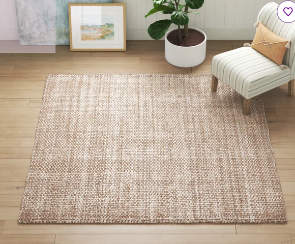 Waldoboro Hand Loomed Jute Abstract Rug, 3`x3` - darker then appears