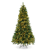 7-ft 1188 PVC Branch Tip Artificial Xmas Tree - 700 Warm White LED Lights