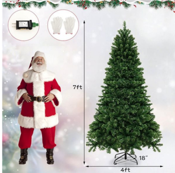 7-ft 1188 PVC Branch Tip Artificial Xmas Tree - 700 Warm White LED Lights