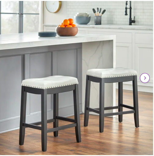 Upholstered 24'' Counter Stool with Solid Wood Frame (Set of 2)