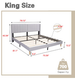 *SPECIAL* King Size, Low Profile Upholstered Platform Bed with Winback Headboard