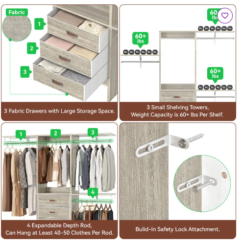 Nakada 60" W Closet System - (1 box, Assembly Required)