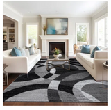 Mehul Geometric Grey/Black/Ivory Area Rug - Rectangle 10' x 14'