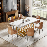 Hausner 63" Dining Table, Faux Marble Top