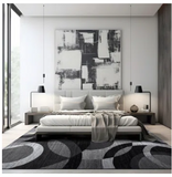 Mehul Geometric Grey/Black/Ivory Area Rug - Rectangle 10' x 14'