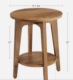 VASAGLE Round End Table with Shelf