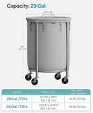 Laundry Basket with Wheels, 29 Gal, 1 Box, unassembled