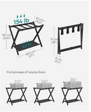 Set of 2, Suitcase Stand with Storage Shelf, Steel Frame, Foldable for Easy Storage, 1 Box, unassembled