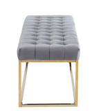 Ivy Bronx Tufted Velvet Bench with Gold Chrome Legs, legs are slightly scratched