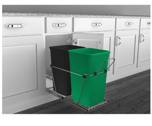 Rev-A-Shelf Double Pull Out Trash Can 35 Qt for Kitchen