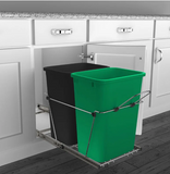 Rev-A-Shelf Double Pull Out Trash Can 35 Qt for Kitchen