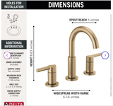 Bronze Nicoli Widespread Bathroom Faucet 3 Hole, 2-handle Bathroom Sink Faucet with Drain Assembly