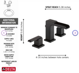 Matte Black Ara Widespread Bathroom Faucet with Drain Assembly and DIAMOND Seal Technology