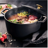 Tramontina 5.5 Qt Enameled Cast Iron Round Dutch Oven - Matte Black with Gold Stainless Steel Knob