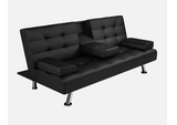 Craner Twin 66" W Faux Leather Tufted Back Convertible Sofa