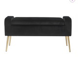 Gigel Upholstered Flip Top Storage Bench, Black