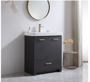 30" Ebony Mid Century Free-standing Single Bathroom Vanity Set