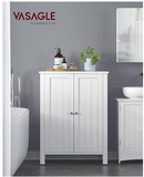 Bathroom Floor Storage Cabinet with 2 Adjustable Shelves, White