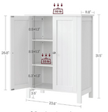 Bathroom Floor Storage Cabinet with 2 Adjustable Shelves, White