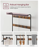 4-in-1 Coat Rack with Shoe Bench and 9 Removable Hooks Rustic Brown and Black