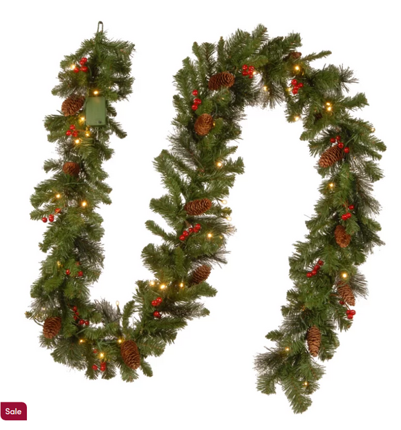 Crestwood 9' Pre-Lit Garland with Lights, battery operated