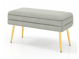 Velvet Upholstered Storage Bench with Removable Top