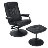 *SPECIAL* - Swivel Recliner Chair PVC Leather w/ Ottoman - Black (Color Mismatch)