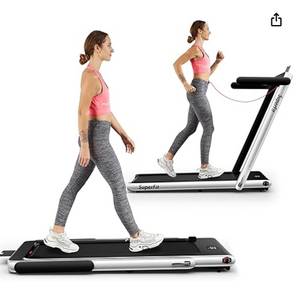 2-in-1 Electric Motorized Health and Fitness Folding Treadmill with Dual Display-Silver