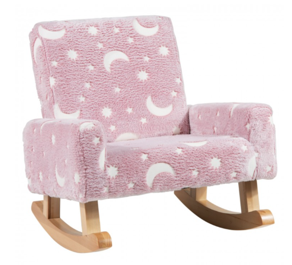 Kids Rocking Chair Upholstered Flannel, Pink (Customer Return, slightly marked )